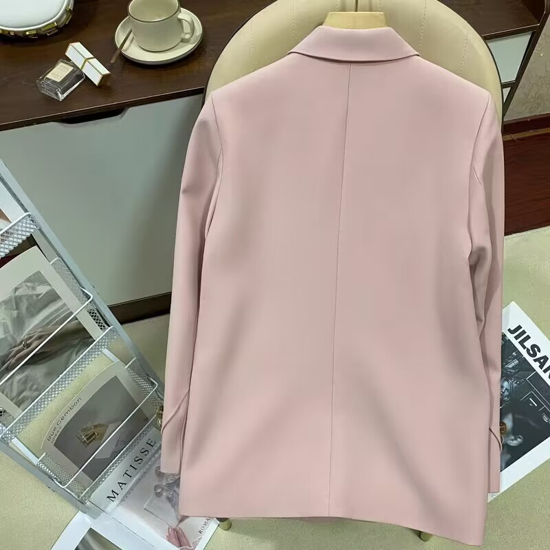 Pink suit jacket for women, autumn 2025 new design, fashionable and versatile temperament, single breasted small suit for women Pink suit jacket for women, autumn 2025 new design, fashionable and versatile temperament, single breasted small suit for women