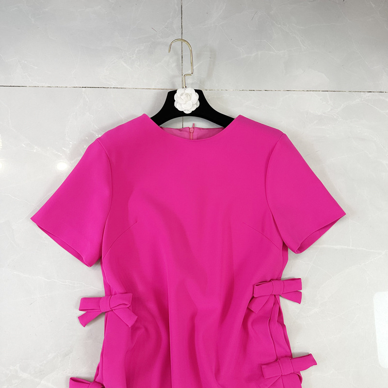 Thirteen Rows New Thai Fragrant Style Casual Style Solid Color Butterfly Round Neck Short Sleeve A-line Dress A2 # 6615 Thirteen Rows New Thai Fragrant Style Casual Style Solid Color Butterfly Round Neck Short Sleeve A-line Dress A2 # 6615