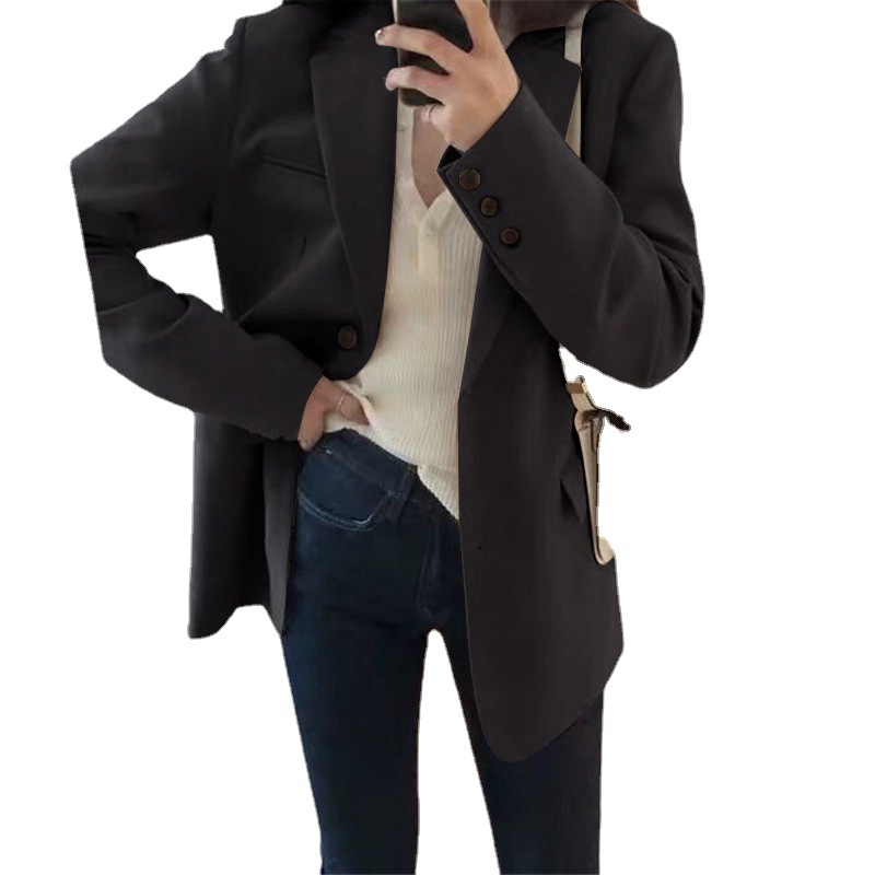 Internet celebrity small suit women's short jacket Korean version trendy women's top slim fit women's suit temperament suit collar small jacket Internet celebrity small suit women's short jacket Korean version trendy women's top slim fit women's suit temperament suit collar small jacket