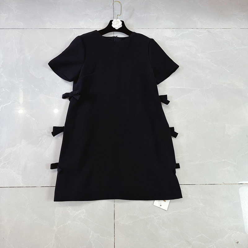 Thirteen Rows New Thai Fragrant Style Casual Style Solid Color Butterfly Round Neck Short Sleeve A-line Dress A2 # 6615 Thirteen Rows New Thai Fragrant Style Casual Style Solid Color Butterfly Round Neck Short Sleeve A-line Dress A2 # 6615