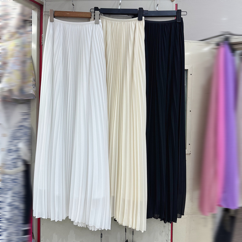 Thirteen line Australian lightweight chiffon white pleated skirt elegant long style high-end pleated yarn skirt C1 # 1937