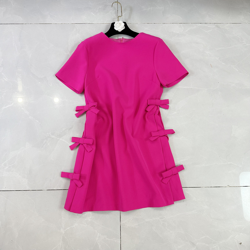 Thirteen Rows New Thai Fragrant Style Casual Style Solid Color Butterfly Round Neck Short Sleeve A-line Dress A2 # 6615 Thirteen Rows New Thai Fragrant Style Casual Style Solid Color Butterfly Round Neck Short Sleeve A-line Dress A2 # 6615