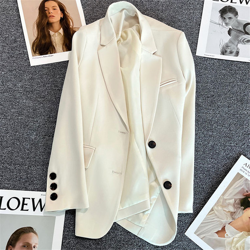Off white suit jacket for women 2025 Spring and Autumn new style casual temperament Spring and Autumn explosive street small suit jacket for women Off white suit jacket for women 2025 Spring and Autumn new style casual temperament Spring and Autumn explosive street small suit jacket for women