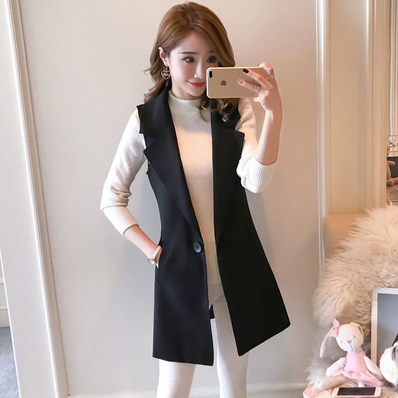Suit vest women 2025 Spring and Autumn new Korean version slim fit sleeveless vest vest vest vest medium long camisole jacket trend Suit vest women 2025 Spring and Autumn new Korean version slim fit sleeveless vest vest vest vest medium long camisole jacket trend