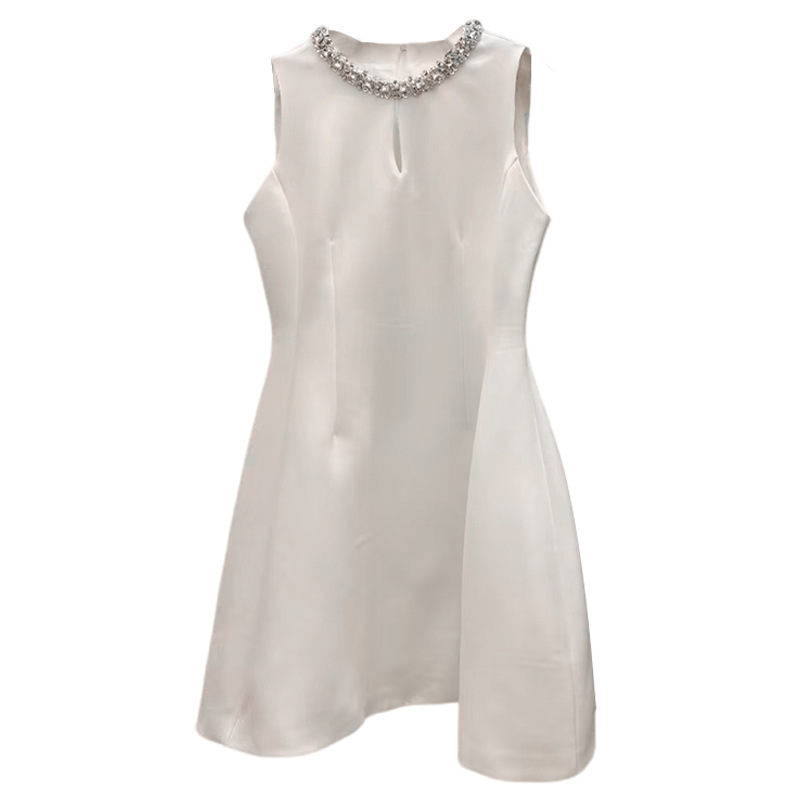 Australian fashion show style socialite style short skirt 2025 new round neck diamond studded sleeveless high-end waist cinching dress for women Australian fashion show style socialite style short skirt 2025 new round neck diamond studded sleeveless high-end waist cinching dress for women