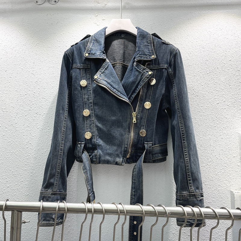 Fashionable age reducing denim jacket for women 2023 autumn collection, new American retro high waist slimming and stylish short top trend
