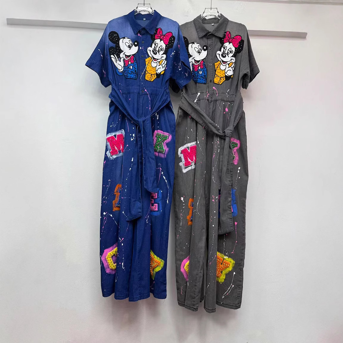 European Station 2025 Summer New Casual Pants Graffiti workwear jumpsuit Women's suit slimming jumpsuit women's trend