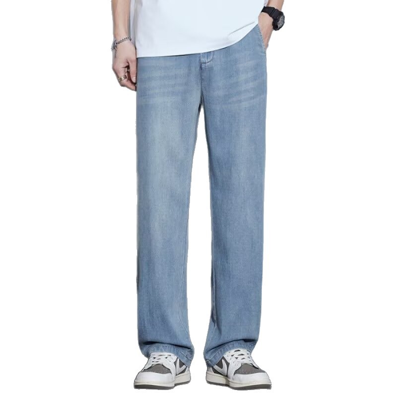 Clothing, jeans, men's summer thin fit, loose straight leg trendy brand, American retro casual long pants, men's