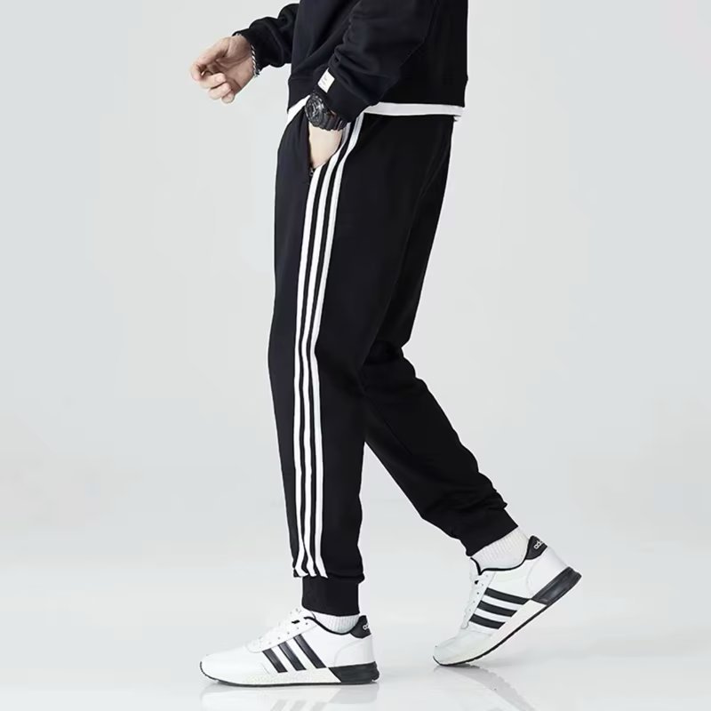 Loose fitting straight leg casual pants for men in spring and summer, new three bar school uniform pants, thin and oversized long pants Loose fitting straight leg casual pants for men in spring and summer, new three bar school uniform pants, thin and oversized long pants