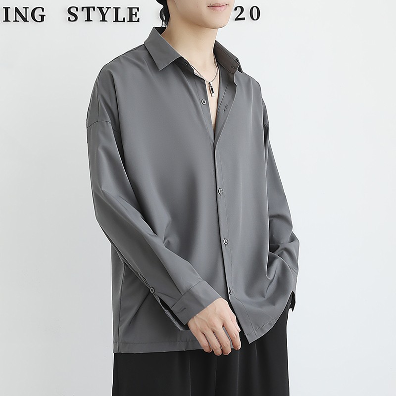 Ice silk white shirt long sleeved men's summer ultra-thin, cool, loose, high-end design sense niche jacket 2025 new item