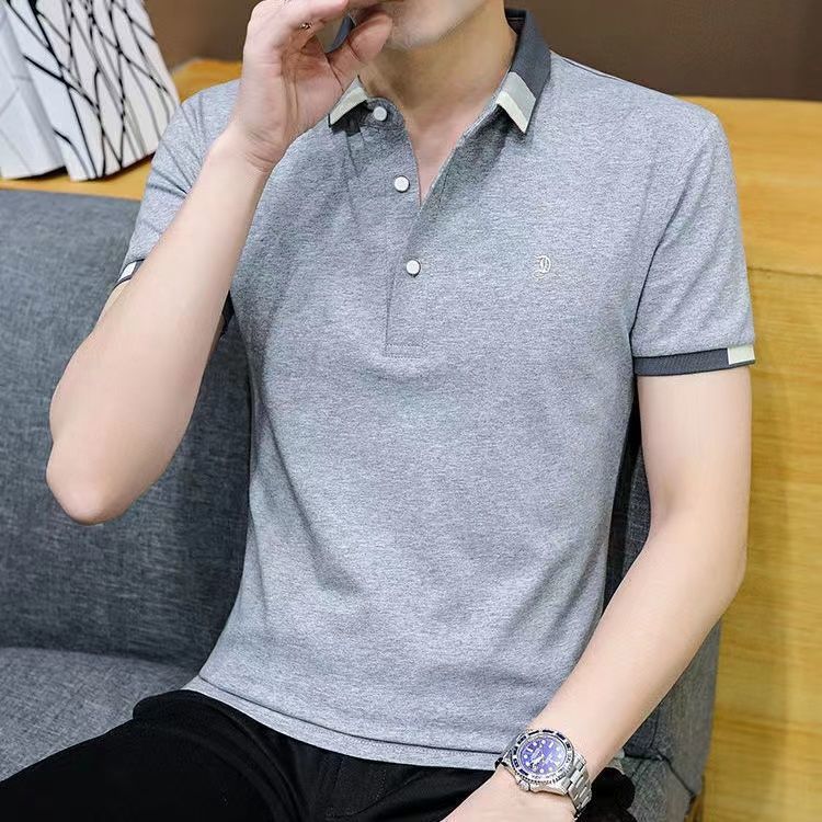 Manufacturer direct sales new short sleeved polo shirt men's casual loose oversized top dad embroidery men's half sleeved top Manufacturer direct sales new short sleeved polo shirt men's casual loose oversized top dad embroidery men's half sleeved top