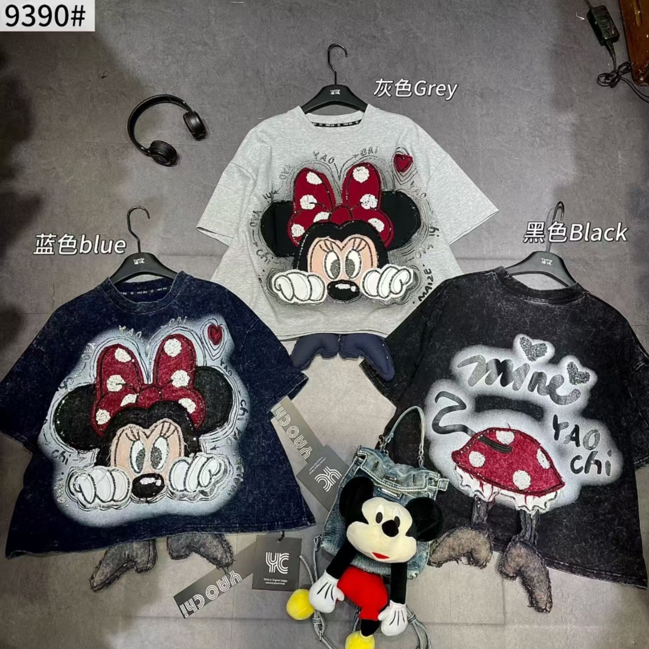 Cartoon Anime 2025 Autumn/Winter New Product Minnie Heavy Industry Trendy Brand Loose Casual Women's Top T-shirt