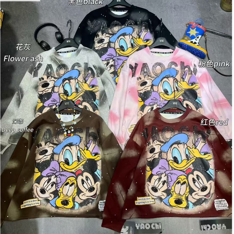 European cartoon heavy-duty printed long sleeved hoodie for women in autumn and winter, fashionable and casual versatile top trend