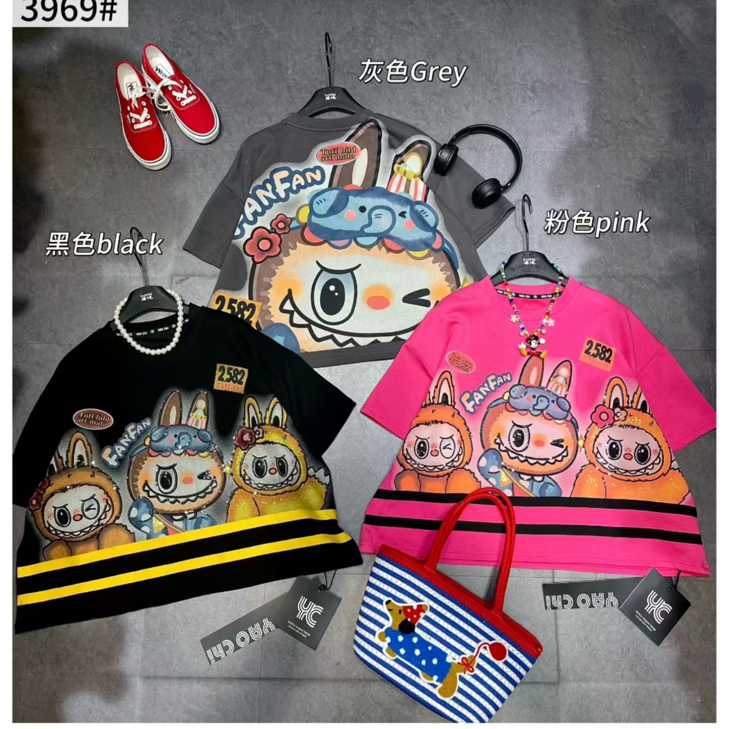 2025 popular women's short sleeved distressed T-shirt for couples, cute and heavy industry bead embroidery short sleeved top, women's trend