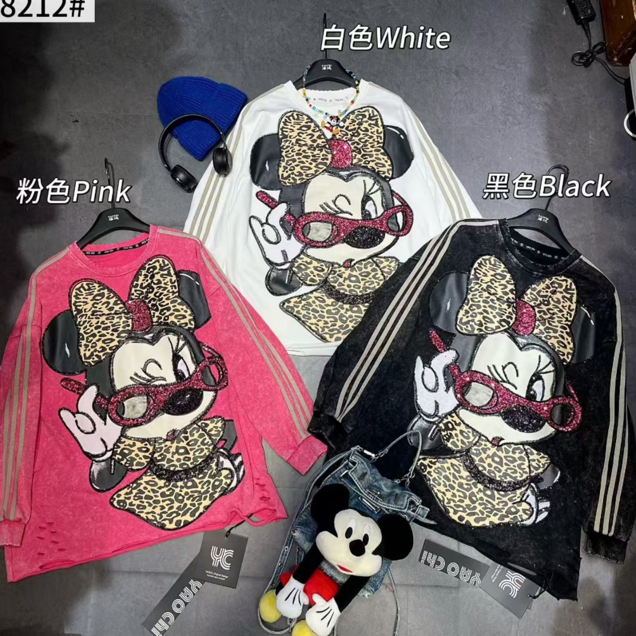 American retro washed and vintage 100% pure cotton short sleeved t-shirt with heavy-duty Mickey print, trendy and personalized, and stylish top