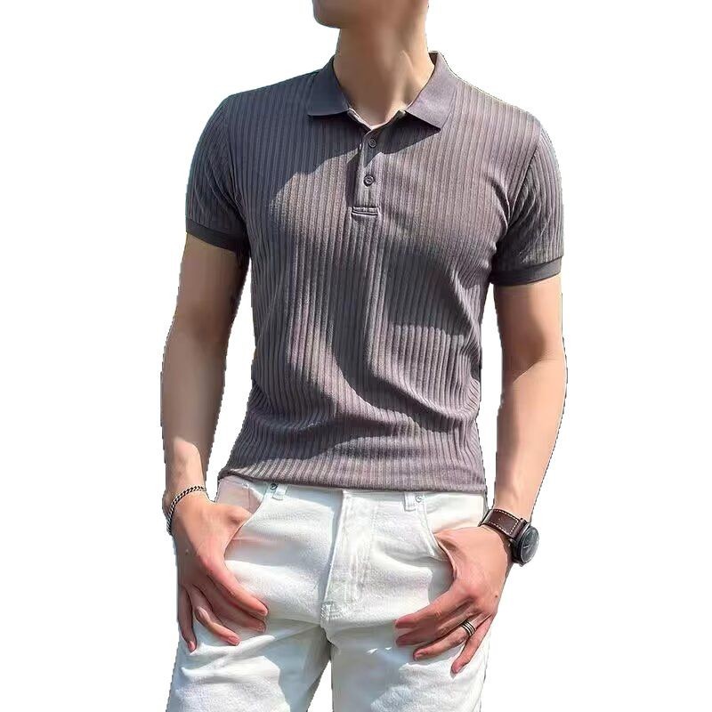 Men's short sleeved POLO summer light luxury business casual top embroidered lapel for middle-aged and young men's clothing T Men's short sleeved POLO summer light luxury business casual top embroidered lapel for middle-aged and young men's clothing T