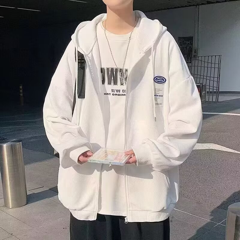 Clothing Korean casual hooded zipper sweatshirt men's autumn versatile loose fit slimming lazy cardigan jacket