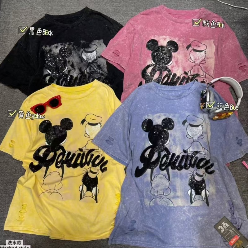 Korean version loose cartoon medium long plus velvet design short sleeved women's 2025 spring/summer new style western-style anti-aging top