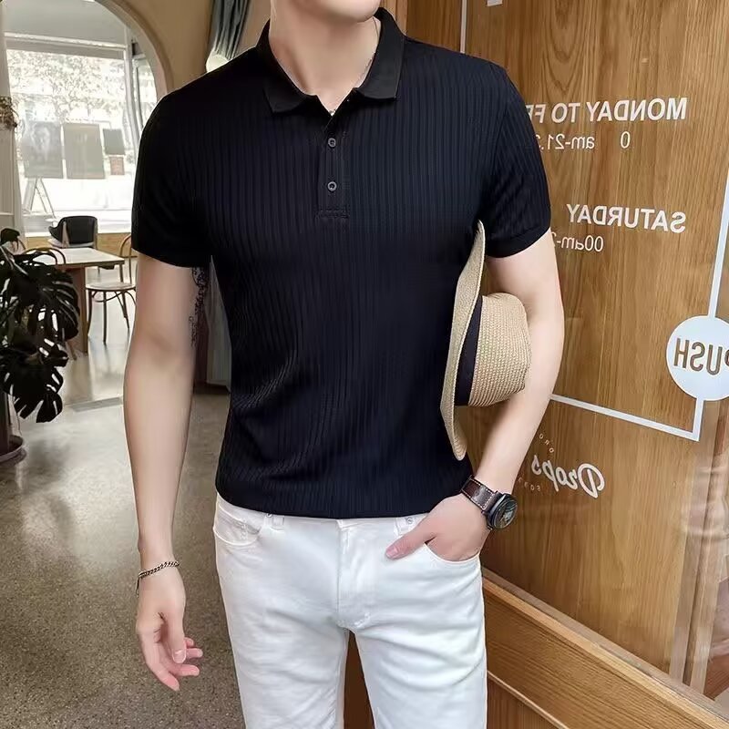Men's short sleeved POLO summer light luxury business casual top embroidered lapel for middle-aged and young men's clothing T Men's short sleeved POLO summer light luxury business casual top embroidered lapel for middle-aged and young men's clothing T