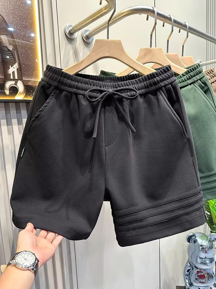 Three bar design high-end heavyweight sports casual shorts men's pants summer loose five quarter pants American sweatpants Three bar design high-end heavyweight sports casual shorts men's pants summer loose five quarter pants American sweatpants