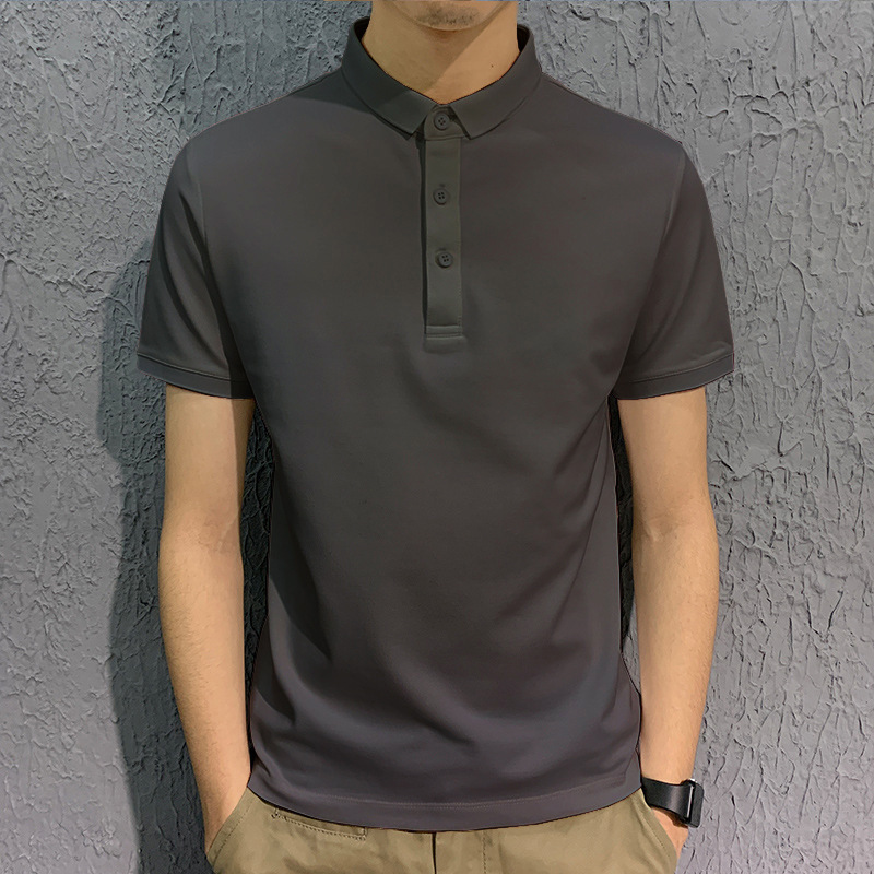 Men's collar polo shirt, summer solid color short sleeved T-shirt, loose casual business trend T-shirt, men's clothing