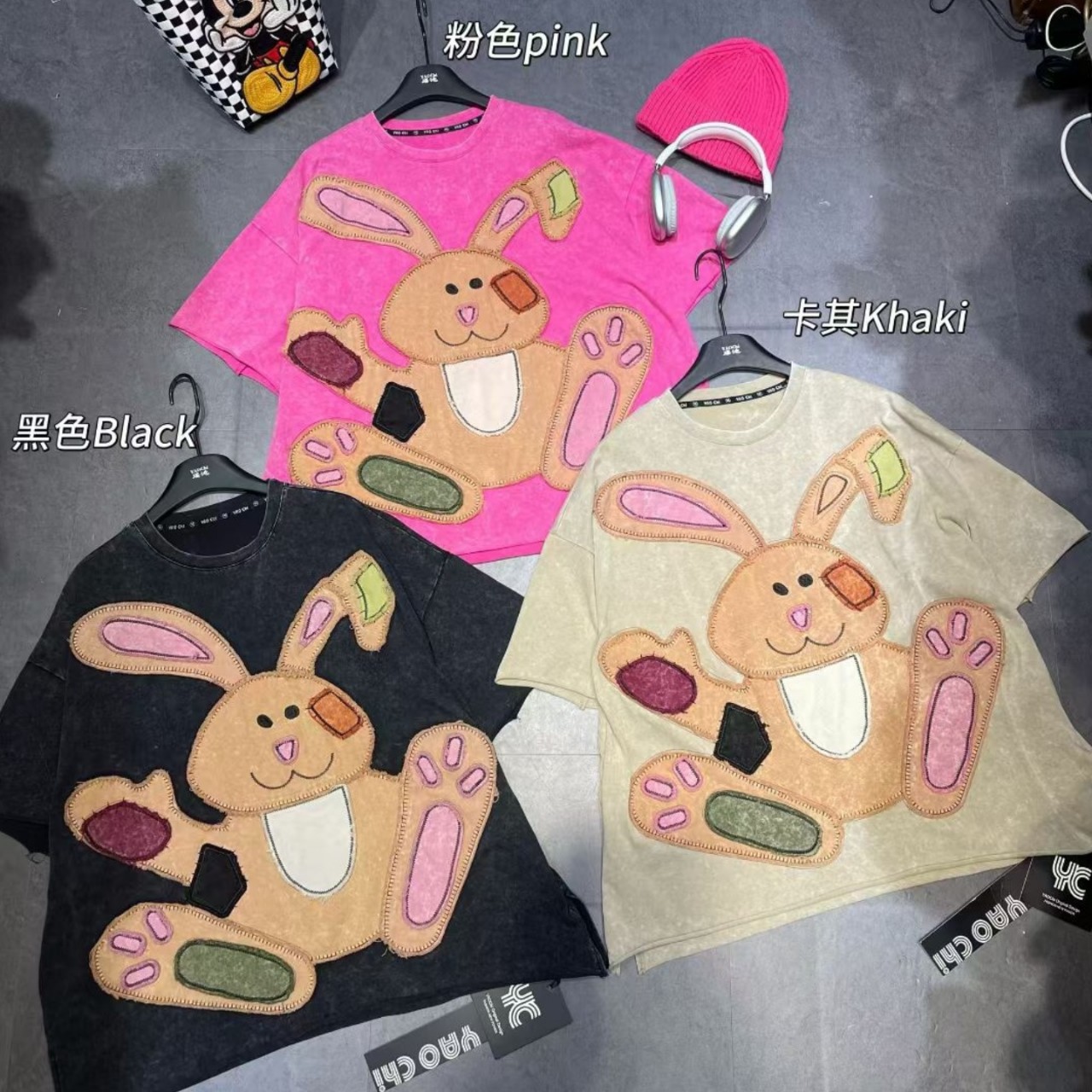 European goods plus size anime cartoon cute heavy industry sticker embroidery cotton loose T-shirt women's short sleeved 2025 autumn