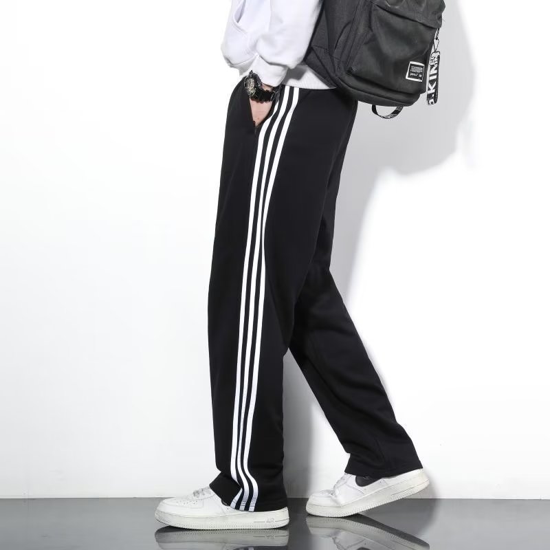 Loose fitting straight leg casual pants for men in spring and summer, new three bar school uniform pants, thin and oversized long pants