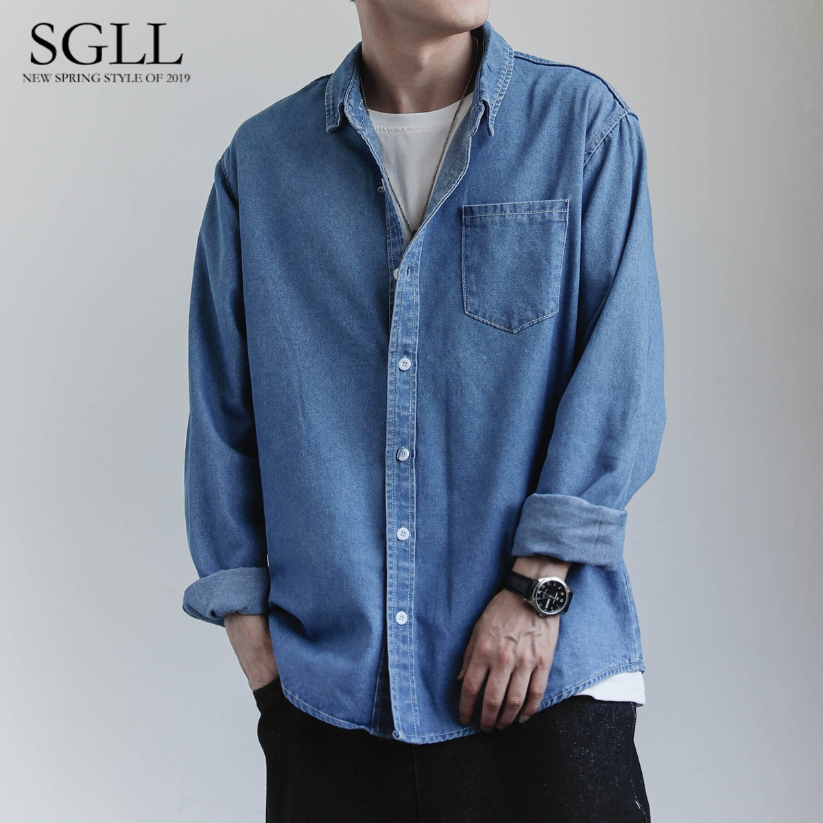 Cowboy shirt men's coat autumn/winter casual versatile shirt long sleeved high-end autumn/winter men's clothing Cowboy shirt men's coat autumn/winter casual versatile shirt long sleeved high-end autumn/winter men's clothing