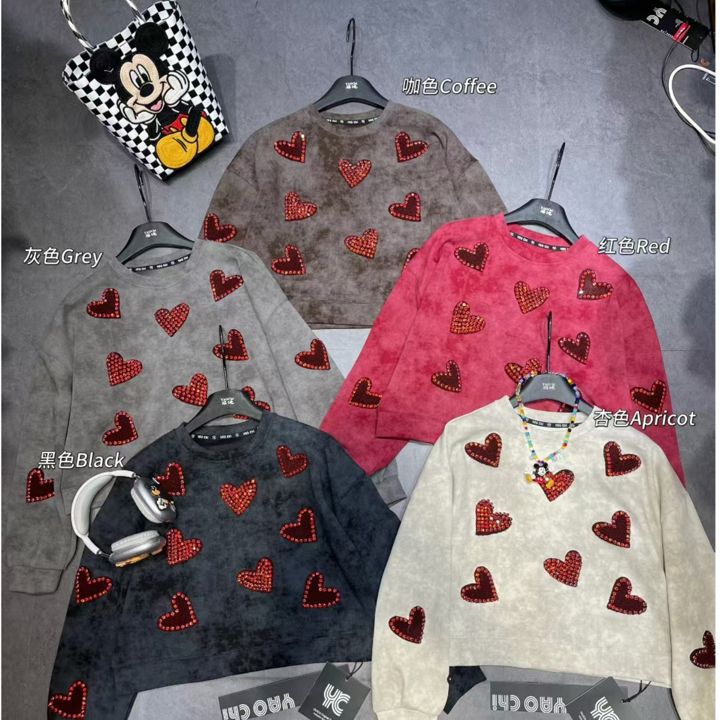 Foreign Trade 2025 Autumn Women's Clothing Love Hot Stamping Diamond Decoration Hoodie Heavy Industry Europe, America, Southeast Asia Top Hoodie Women