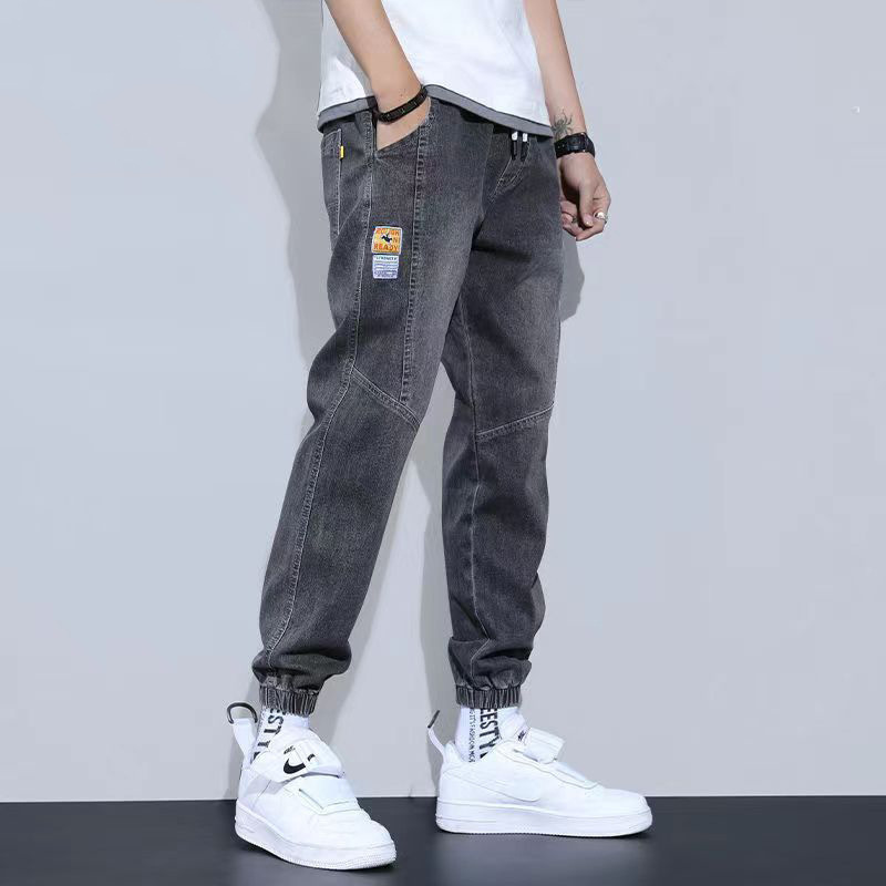 Jeans men's spring and autumn new style plus size trendy brand workwear loose nine quarter pants Haren casual ankle binding Jeans men's spring and autumn new style plus size trendy brand workwear loose nine quarter pants Haren casual ankle binding