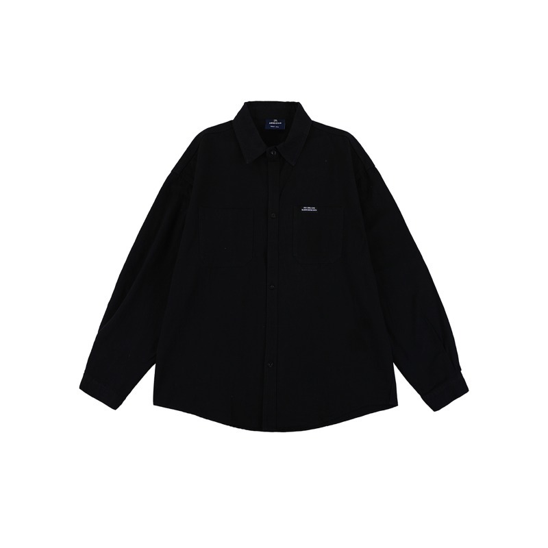 Japanese black workwear loose long sleeved shirt jacket men's jacket spring and autumn style shirt retro versatile Japanese black workwear loose long sleeved shirt jacket men's jacket spring and autumn style shirt retro versatile