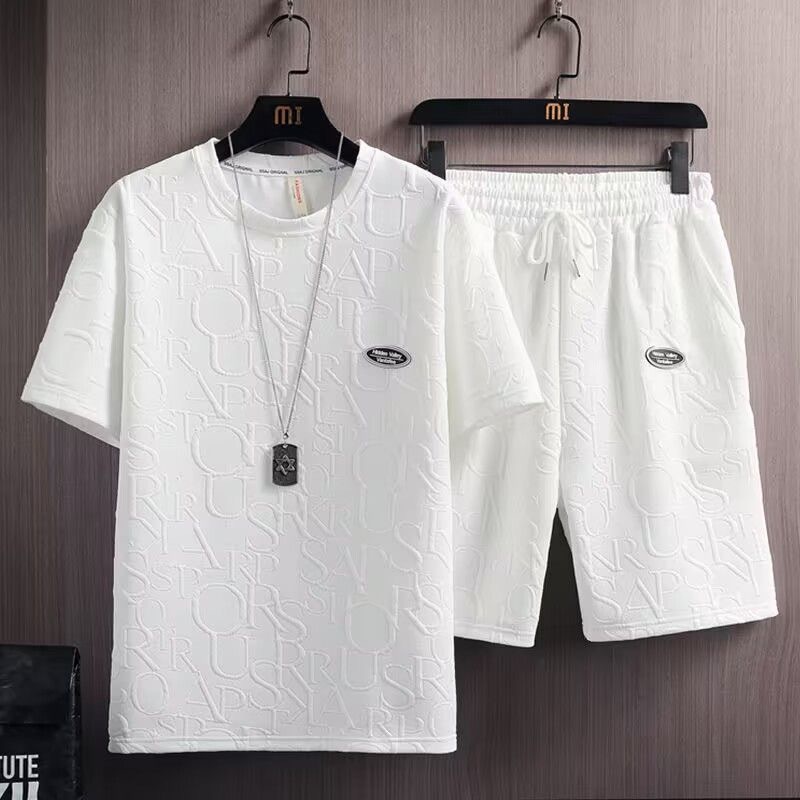 Casual Sports Set Men's Summer Thin Size Large Loose Casual Short Sleeve T-shirt Shorts Two Piece Set