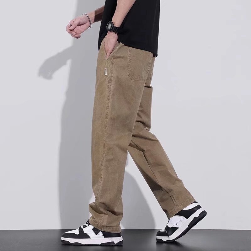Clothing, casual pants, men's 2025 Spring and Autumn new straight leg loose pants, men's summer wide leg workwear pants