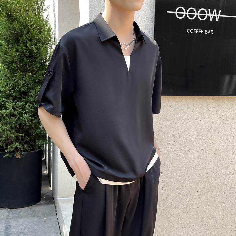 Short sleeved men's T-shirt Polo base shirt 2022 new men's collar casual short sleeved T-shirt men's top wholesale Short sleeved men's T-shirt Polo base shirt 2022 new men's collar casual short sleeved T-shirt men's top wholesale