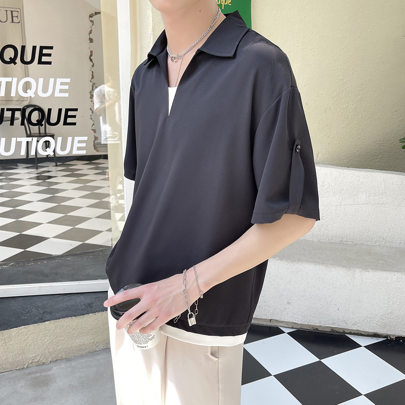 Short sleeved men's T-shirt Polo base shirt 2022 new men's collar casual short sleeved T-shirt men's top wholesale Short sleeved men's T-shirt Polo base shirt 2022 new men's collar casual short sleeved T-shirt men's top wholesale