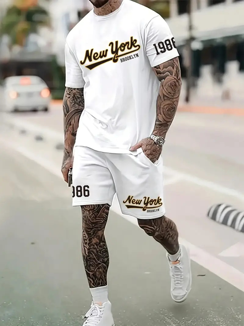 2025 Cross border Hot selling Set Fashion Short sleeved T-shirt Pants Loose Men's 3D Digital Printed Running Two piece Set 2025 Cross border Hot selling Set Fashion Short sleeved T-shirt Pants Loose Men's 3D Digital Printed Running Two piece Set