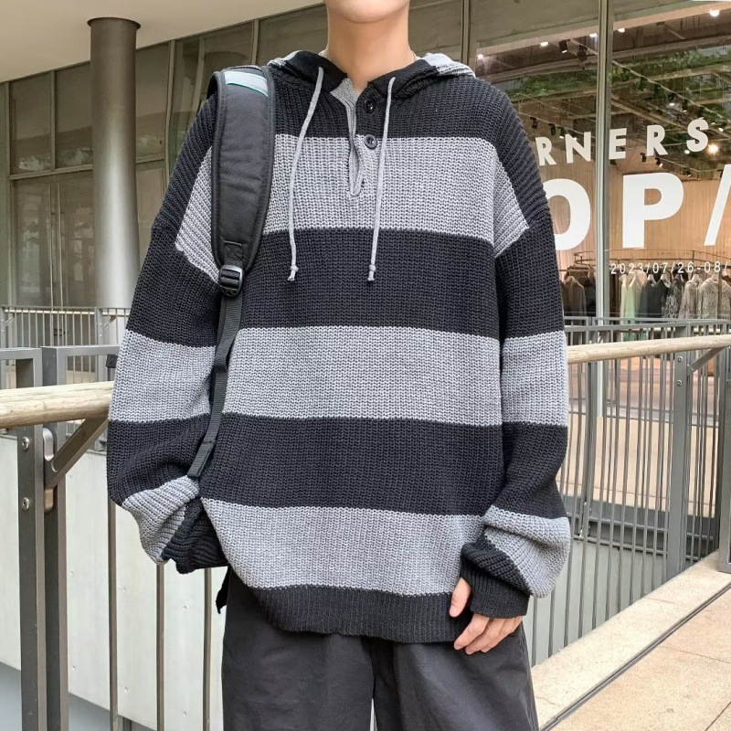 Hooded Men's 2023 Autumn/Winter Sweater Thickened Warm Sweater Knitted Sweater Casual Coat Hooded Slimming Top