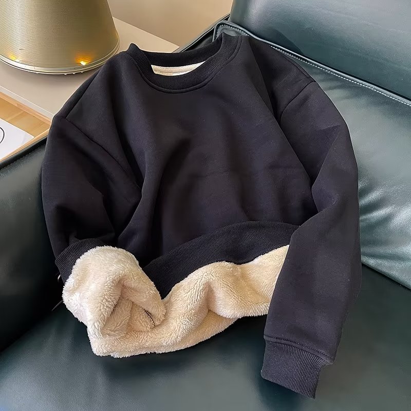 Lamb fleece round neck sweatshirt for men, suitable for autumn and winter, versatile long sleeved base, trendy brand hooded casual top for men Lamb fleece round neck sweatshirt for men, suitable for autumn and winter, versatile long sleeved base, trendy brand hooded casual top for men