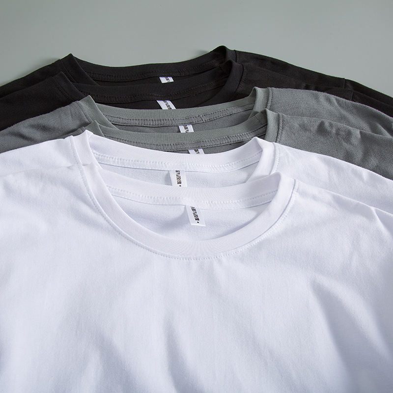 220G heavy-duty pure cotton short sleeved T-shirt for men and women, solid color white men's blank shirt, trendy ins wholesale source 220G heavy-duty pure cotton short sleeved T-shirt for men and women, solid color white men's blank shirt, trendy ins wholesale source