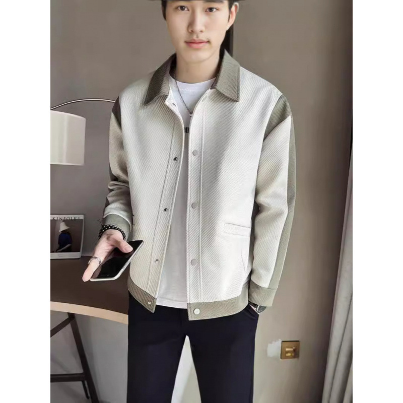 Color matching jacket for men's spring and autumn oversize tooling style hoodless couple China-Chic Japanese style stand collar jacket