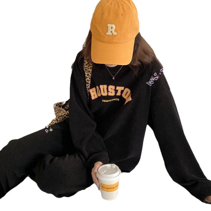 American Retro Sportswear Set Spring and Autumn 2024 New Style Student Loose Explosion Street Hoodie Casual Two Piece Set for Women American Retro Sportswear Set Spring and Autumn 2024 New Style Student Loose Explosion Street Hoodie Casual Two Piece Set for Women