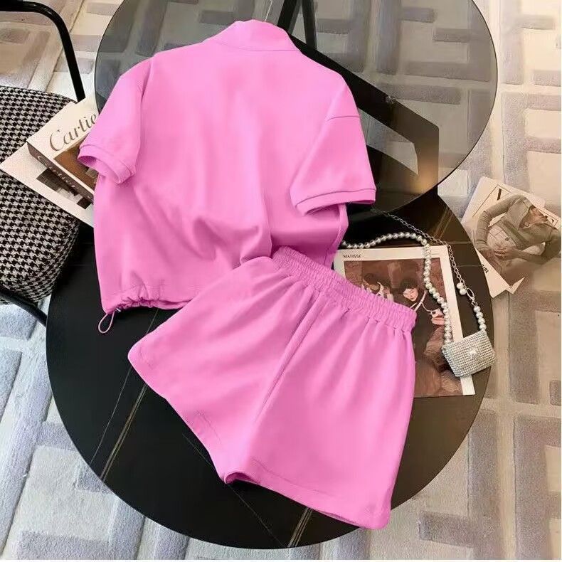 European dopamine sports suit women's summer college style 2024 new fashionable and stylish casual shorts two-piece set European dopamine sports suit women's summer college style 2024 new fashionable and stylish casual shorts two-piece set