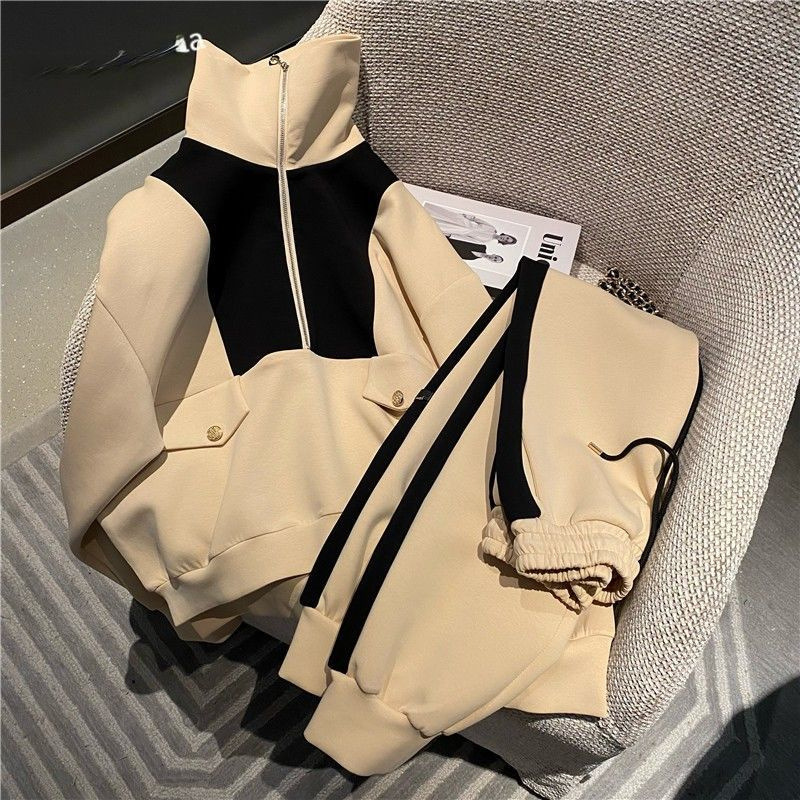 Autumn and winter new long sleeved plus size sportswear set for women, fashionable and Western style, casual and slimming hoodie set, complete set Autumn and winter new long sleeved plus size sportswear set for women, fashionable and Western style, casual and slimming hoodie set, complete set