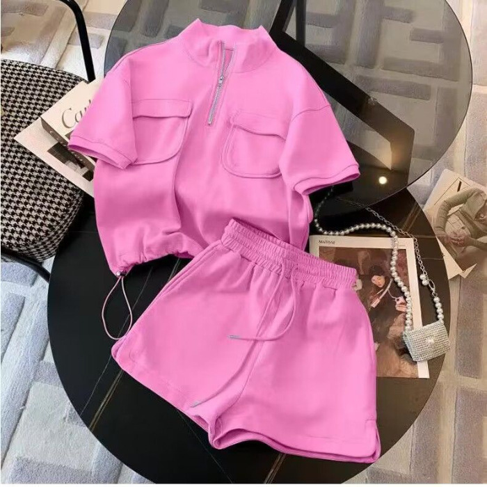 European dopamine sports suit women's summer college style 2024 new fashionable and stylish casual shorts two-piece set European dopamine sports suit women's summer college style 2024 new fashionable and stylish casual shorts two-piece set