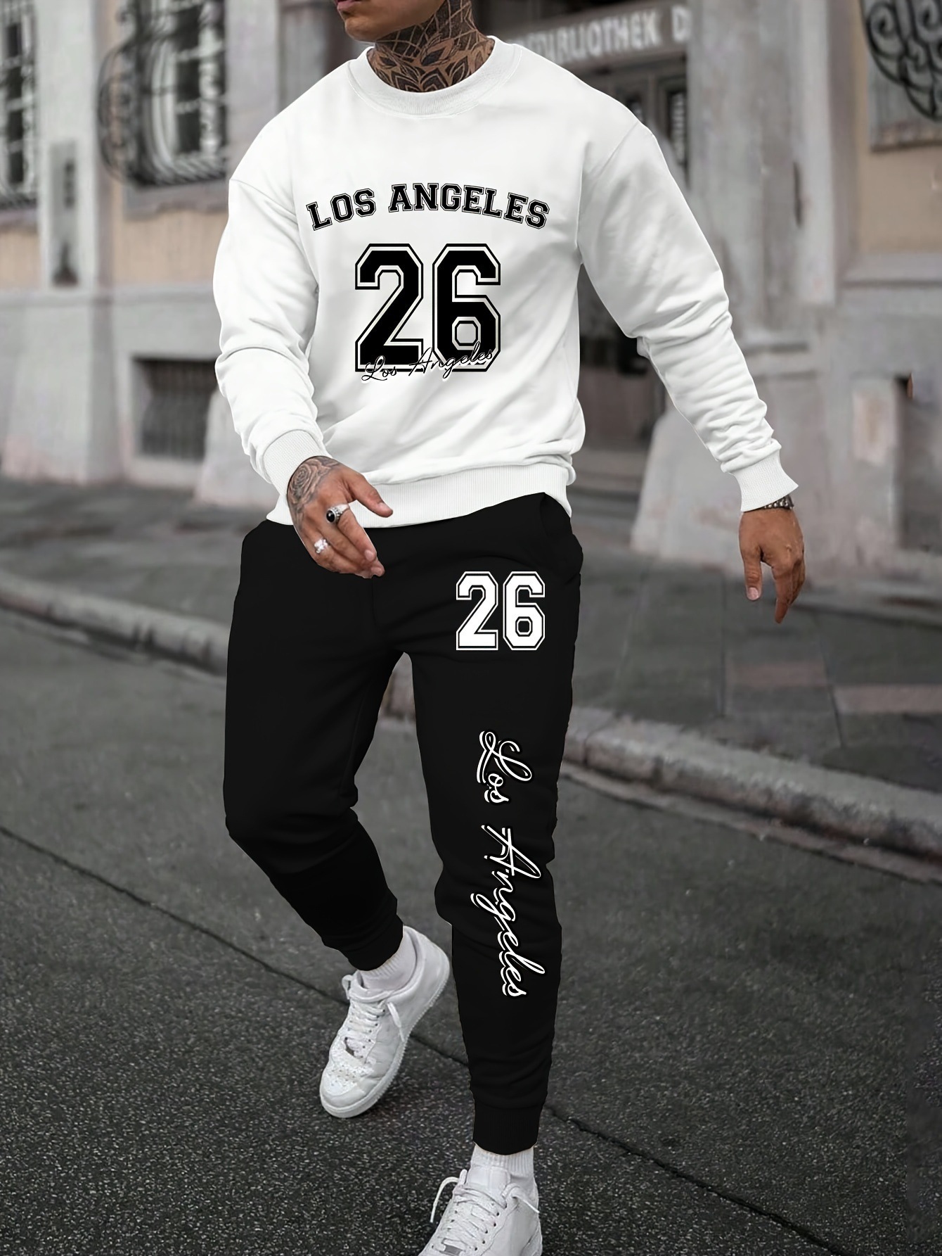 Cross border fashion 3D printed sports and leisure hoodie pants for men in autumn, round neck, simple letter printed Zhejiang style suit Cross border fashion 3D printed sports and leisure hoodie pants for men in autumn, round neck, simple letter printed Zhejiang style suit