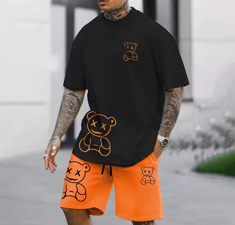 2025 Cross border Hot selling Set Fashion Short sleeved T-shirt Pants Loose Men's 3D Digital Printed Running Two piece Set 2025 Cross border Hot selling Set Fashion Short sleeved T-shirt Pants Loose Men's 3D Digital Printed Running Two piece Set