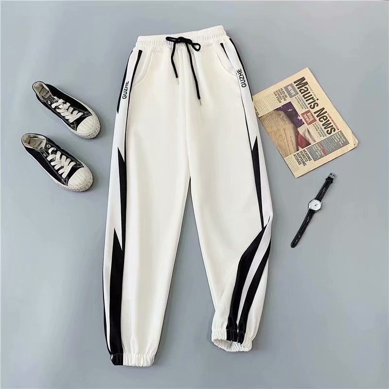 Sports pants, women's pants, thin design, spring and autumn 2023 new item, plus size, fat, mm, loose, leg tied, straight leg, high waisted casual pants Sports pants, women's pants, thin design, spring and autumn 2023 new item, plus size, fat, mm, loose, leg tied, straight leg, high waisted casual pants