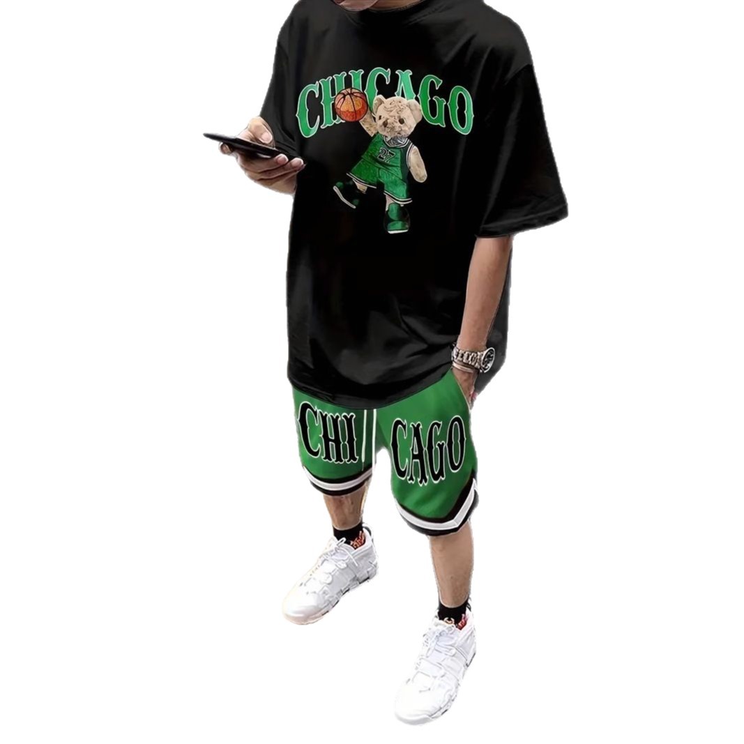 2025 Cross border Hot selling Set Fashion Short sleeved T-shirt Pants Loose Men's 3D Digital Printed Running Two piece Set 2025 Cross border Hot selling Set Fashion Short sleeved T-shirt Pants Loose Men's 3D Digital Printed Running Two piece Set