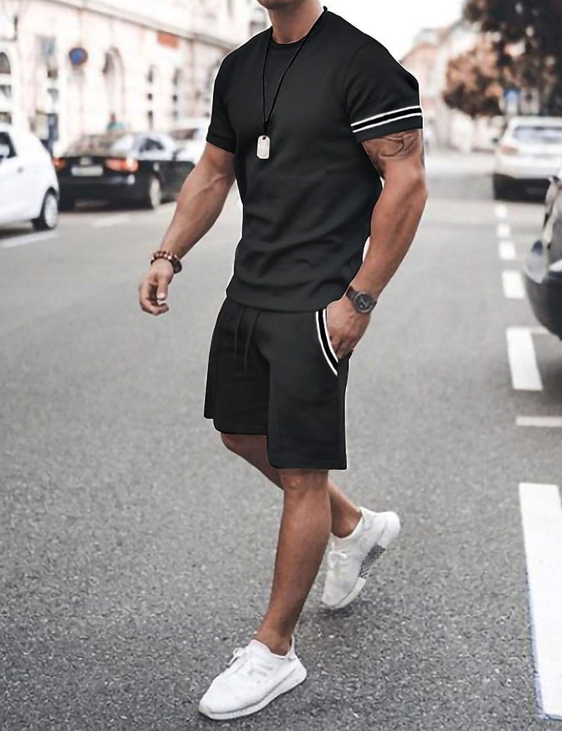 2025 Cross border Hot selling Set Fashion Short sleeved T-shirt Pants Loose Men's 3D Digital Printed Running Two piece Set 2025 Cross border Hot selling Set Fashion Short sleeved T-shirt Pants Loose Men's 3D Digital Printed Running Two piece Set