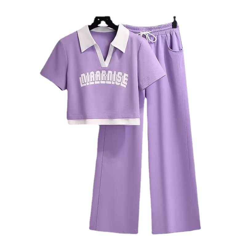 Leisure Sports Set for Women's Summer 2023 New Style Internet Celebrity Fashion Western Style Hoodie Wide Leg Pants Running Clothes Two Piece Set Leisure Sports Set for Women's Summer 2023 New Style Internet Celebrity Fashion Western Style Hoodie Wide Leg Pants Running Clothes Two Piece Set